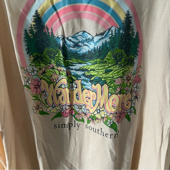 Simply Southern Cream Long Sleeve Tshirt Wander More New with Tags - Picture 2 of 5